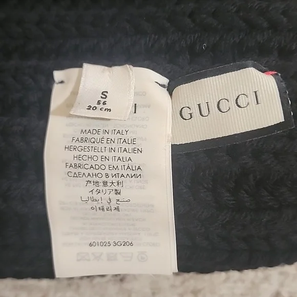 Gucci Black Wool Puff Beanie Winter Cap Hat Sz. S (stretchy) - Picture 3 of 6
